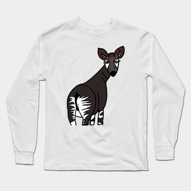 Okapi - cartoon style Long Sleeve T-Shirt by eeliseart